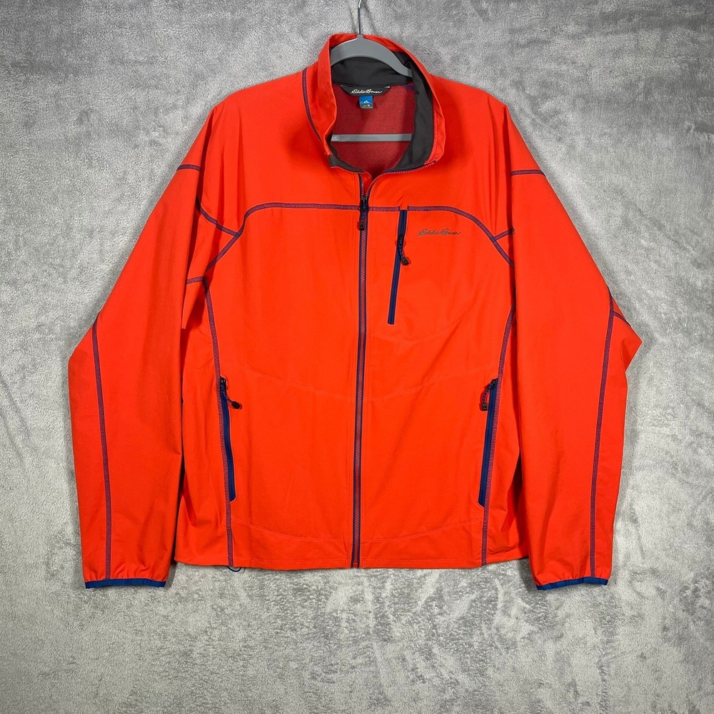 Eddie Bauer First Ascent Jacket Mens XL Orange Softshell Full Zip Stretch